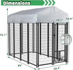 LEMBERI 8x4x6 FT Outdoor Dog Kennel for Large Dogs, Heavy Duty Welded Wire Steel Dog Playpen Fence with Secure Lock, Pet Pen with UV-Resistant Waterproof Roof Cover for Outside