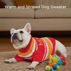 Dog Sweater for Small Medium Dogs & Cats, Classic Turtleneck Knitted Striped Pet Sweater, Warm Winter Soft Christmas Outfit for Boy & Girl Dogs, Small