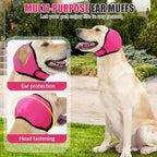 SlowTon Quiet Ears Dog Hoodie - 2 Pcs Ear Wrap Dog Ear Muffs Noise Protection, Anxiety Relief Dogs Hat Calming Hood Head Cover, Pet Headband Dogs Ear Protector for Grooming, Force Drying (Pink,S)