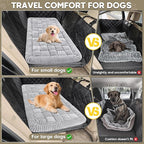 Dog Car Bed Mat, Non-Slip Backseat Extender Pet Blanket, Plaid Dog Bed for SUVs, Sedans & Trucks, Chew-Resistant Travel Pad for Dogs, Easy Clean & Scratch-Proof & Comfort (50"x24.6") Light Gray