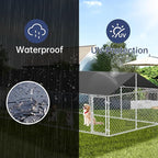 Outdoor Dog Enclosure Heavy Duty Dog Kennel House Mesh Dog Big Cage Pet Kennel Steel Fence with Secure Lock(236”x 118”)
