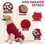 BRKURLEG Christmas Dog Sweaters for Cold Weather, Warm Turtleneck Sweaters for Small Dogs, Xmas New Year Pullover Knitted Sweatshirt for Cats, Dachshund, Poodle, Shih Tzu (Red, S)
