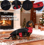 DORA BRIDAL Dachshund Coat, Fleece Lined Dog Winter Coat, Warm Dog Coats with Reflective Strips, Adjustable Waterproof Pet Jacket Clothes, L