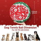 QDAN Christmas Dog Toys, Giant Tennis Ball for Large Big Dog, Balls for Outdoor Play Balls for Medium Large Dogs, Toys Birthday Gifts, 9.5 Inch