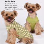 KYEESE 2Pack Dog Shirts Striped T Shirt for Medium Dogs Boy Lightweight Sleeveless Vest Cotton Tank Top Clothes, XX-Large,Green+Striped