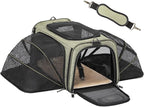 Petsfit Expandable Rabbit Carrier Bunny Carriers, 16 Inch Airline Approved Pet Carrier with 2 Extensions, Soft Washable Cushion, Self-Locking Zipper Head, Built-in Safety Rope, Fit for Travel