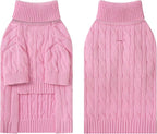 Small Dog Thermal Pullover Sweater, Classic Turtleneck Cable Knitwear Dog Clothes for Cold Weather Warm Pet Clothes for Chihuahua, Bulldog, Dachshund, Pug Pink Medium