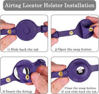 OOPSDOGGY Leather AirTag Cat Collar with Bell - Non Breakaway Kitten Collar with Apple Air Tag Holder - Lightweight GPS Pet Collars for Girl Boy Cats, Small Dogs, Puppies (Purple)