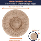 Donut Dog Bed - Premium Comfort for Anxiety Relief - Fluffy & Calming Design with Ultra-Plush Support | Cozy Round Dog Bed with Super Soft Circle Style (Size L Camel)