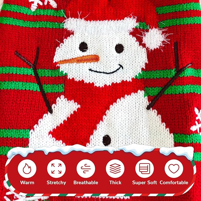 PETCARE Red Snowman Dog Sweater Christmas Dog Sweaters Vest Ugly Snow Xmas Puppy Costume Pet Holiday New Year Fall Winter Clothes for Small Medium Large Dogs Cats Pullover Sweaters Outfits,XX-Large