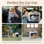 Large Cat Carrier for Cats Collapsible Soft Pet XL Crate for Large/Medium Cats 15lbs+ Car Travel Portable Bag with Water Bottle Slot Ideal for Long Trips (Blue, 20.0"L x 14.0"W x 14.0"H)