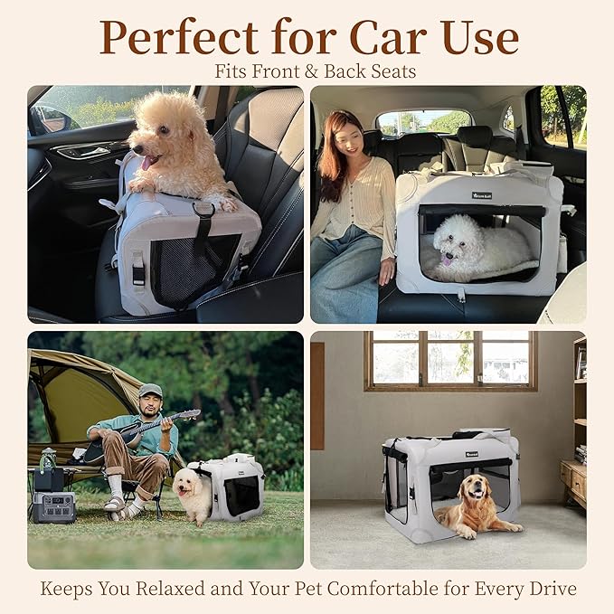 Extra Large Cat Carrier for 2 Cats Collapsible Soft Pet XL Crate for Large/Medium Cats 20lbs Car Travel Portable Bag with Water Bottle Slot For Long Trips (Black, 24.0"L x 16.5"W x 16.5"H)