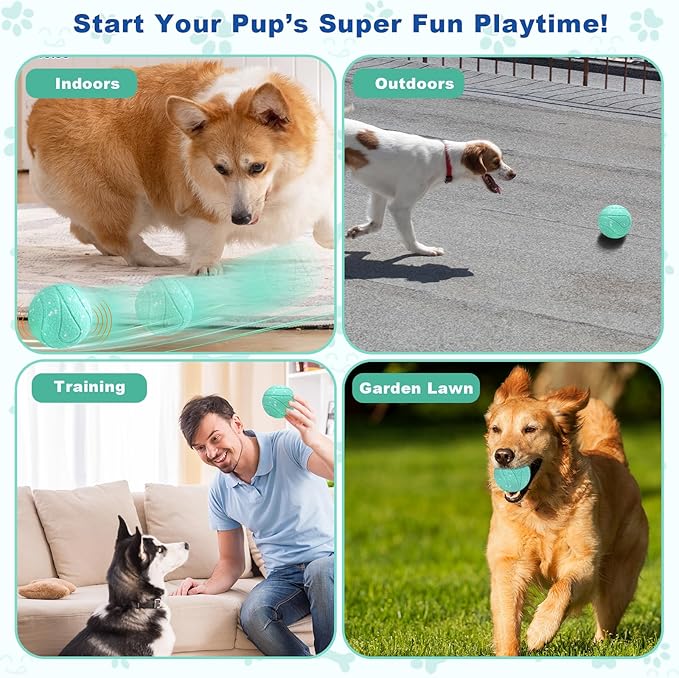 Magicorange Interactive Dog Toys,Automatic Rolling Dog Ball Toys,Dogs Rolling Effect Tennis Balls Herding Balls for Dogs (Lake Blue)