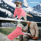 Queenmore XXL Dog Sweater,Large Dog Sweaters for Dogs Girls Boys,Xmas Turtleneck Pullover Pet Sweaters for Large Dogs,Cold Weather Doggie Sweatshirt Knitwear for Golden Retriever,Labrador(Pink,XXL)