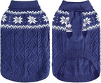 Warm Winter Dog Sweater - Cold Weather Pet Clothes for Small Medium Large Dogs Indoor Outdoor, Soft Classic Knit Puppy Apparel, Blue, XS