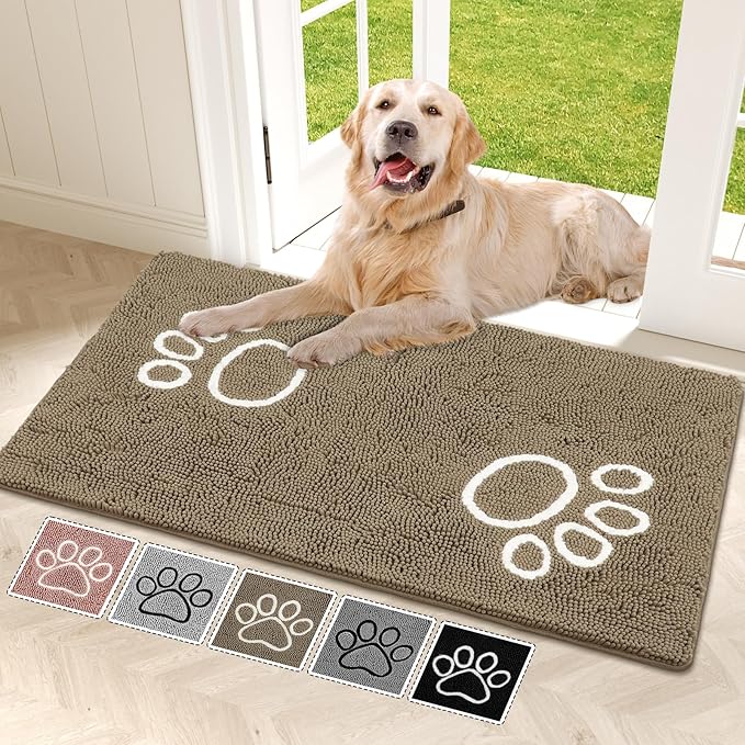 Super Absorbent Dog Door Mat, 48"*30“ Anti Slip Mat for Muddy Paws, Pet Rugs for Dirty Paws Washable That Absorbs Moisture and Dirt, for Dog Cage and Pet Resting Carpet