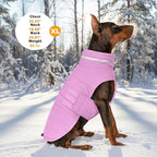 Dog Coat, Waterproof Winter Jacket, Warm Windproof Vest, Reflective Adjustable Turtleneck Coats for Medium and Large Dogs with Hook & Loop - Lilac - L