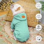 BEAUTYZOO Medium Dog Hoodie Sweater with Pockets, Dog Clothes for Small Medium Dogs Boy Girl, Waffle-Like Laminated Cotton Pet Coats with Hat and Leash Hole, Mint Green XL