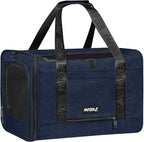Top Load Medium Cat Carrier Privacy Curtain, American Airline Approved TSA Pet Travel Crate Suitcase Luggage Sleeve, Soft-Sided Teacup Poodle Dog Vet Bag Cage 18x11x11 Delta Under Seat Navy