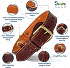 Genuine Leather Dog Collar – Full Grain, Breathable Inner Padding, Padded Buckle – Heavy Duty, Adjustable for Small, Medium, Large & XL Breeds | (X-Large (Fit Neck Size 22"-26"), Dark Brown)