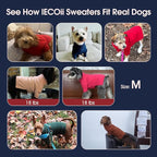 IECOii Dachshund Sweater,Turtleneck Dog Sweater for Small Medium Dogs Girl,Stretchy & Breathable,Warm Knitted Pullover Coat,High Neck Knitwear for Cold Weather Indoor & Outdoor Wear (Light Grey, M)