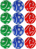 Christmas Dog Balls, 12 Pack 2.5'' Squeaky Tennis Balls for Dogs | Gift for Puppy Birthday & Christmas Decoration, Come with Mesh Bag, Small Medium Large Breeds