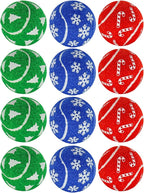 Christmas Dog Balls, 12 Pack 2.5'' Squeaky Tennis Balls for Dogs | Gift for Puppy Birthday & Christmas Decoration, Come with Mesh Bag, Small Medium Large Breeds