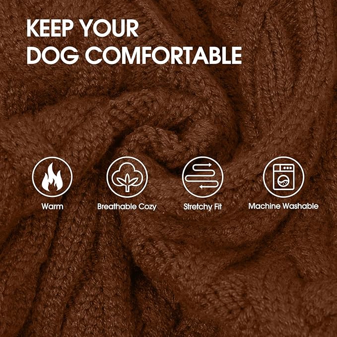 IECOii Big Girl Dog Sweater Dress, Cable Knit Sweater for Extra Large Dogs Girl, Caramel,4XL, Cute Dog Warm Dress for Fall Winter,Good Stretcy Fit Knitwear for Giant Breed Dogs Female Indoor & Outdoor