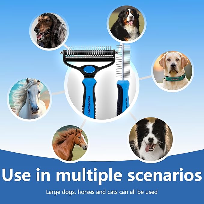 Pet Grooming Set with Shedding Brush and Dematting Comb，Brush for Long-haired Dogs，Dog Shedding Brush，Stainless steel teeth remove tangled hair，Pet Grooming Tools-Large