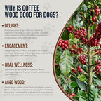 Coffee Wood Dog Chews 7.5" & Dog Rope Toys 100% Natural for Teething, Stress Relief, Dental Health, Organic Toys - Size S
