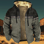 Men's Western Aztec Jackets Hooded Cowboy Hoodie Warm Full Zip Ethnic Vintage Long Sleeve Coat Fall Winter Tops
