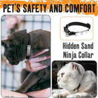Naruto Breakaway Cat Collars for Girl & Boy Cats: Adjustable 8.5”-12” Cute Kitten Collar with Bell (Removable), Officially Licensed Naruto Shippuden Pet Accessories & Gifts (Black, Hidden Sand Ninja)