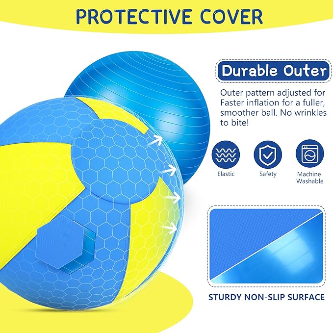 Herding Ball for Dogs and Horses - 18" Jolly Ball for Dogs, Agility Training Equipment, Herding for Australian/German Shepherd, Improved Bite-Resistant, Reinforced Sewing Dog Toys - Blue&Yellow（NEW）