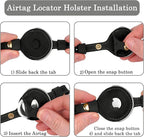 OOPSDOGGY Reflective Leather AirTag Cat Collar with Bell - Non Breakaway Adjustable Pet Collar with Apple Air Tag Holder - Lightweight GPS Kitten Collars for Small Dogs Puppy (Black)