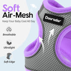 Dooradar Cat Harness and Leash Set, Escape Proof Lightweight Kitten Harness, Soft Breathable Reflective Vest for Outdoor Walking Traveling, Adjustable for Large Cats, Grey & Purple, L