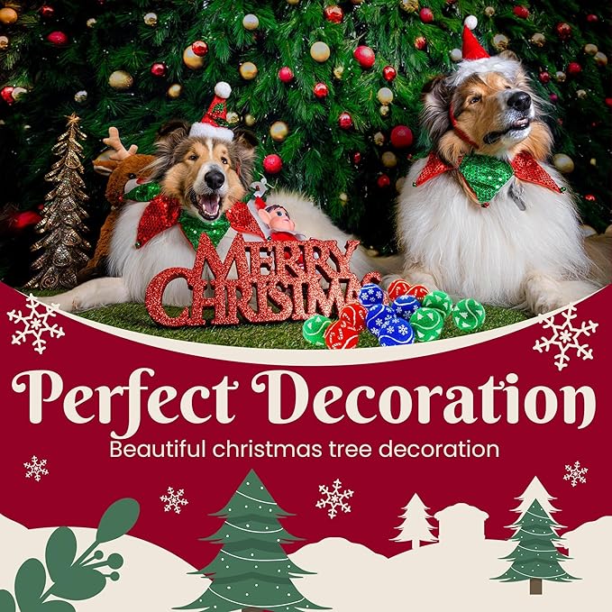 Christmas Dog Balls Toys, 6 Pack 2.5'' Squeaky Tennis Balls for Dogs | Idea Gift for Puppy Birthday & Christmas Decoration & Stocking Stuffers, Small Medium Large Breeds