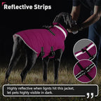 Dogcheer Dog Coat, Waterproof Dog Jacket with Harness, Reflective Adjustable Puppy Winter Coat with Zipper, Christmas Snow Jacket Clothes for Small Medium Large Dogs - Pink 3XL