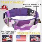 ADITYNA Heavy Duty Dog Collar for Large Dogs - Camo Purple Collar with Handle for Training, and Walking - Wide, Thick, Tactical, Soft Neoprene Padded