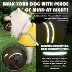 Dog Raincoat, Adjustable Rain Jacket with Hooded Double Layer for Large Medium Small Dogs Puppies, Lightweight Waterproof Rain Coat Poncho with Reflective Stripe Yellow,XXL
