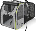Pecute Pet Carrier Backpack with Shade Cover, Large Cat Carrier Backpack, Expandable Cat Backpack with Breathable Mesh for Medium Large Cats, Small Dogs, Dog Backpack Carrier for Travel Hiking