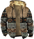Men's Zip Up Jackets Western Style Ethnic Hoodie Hooded Vintage Long Sleeve Warm Coat Winter Outfits