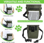 Dog Treat Pouches for Pet Training with Magnetic Closure Treat Pouches for Pet Training,Large Dog Treat Training Pouch and Dog Clicker,Training Treat Pouch Built-in Poop Bag Dispenser-Green