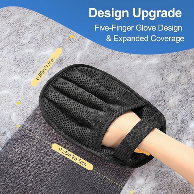 Pet Hair Removal Glove for Cats & Dogs, Upgraded Five-Finger Electrostatic Pet Hair Gloves, Reusable Magic Brush Pet Hair Remover Tool for Laundry, Couch, Carpet, Car Seat