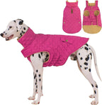 Dog Winter Coat, Waterproof Warm Dog Jackets for Large Dogs Boy, Adjustable Pet Vest Windproof Cold Weather Clothes Dogs Snowsuit with Leash Hole, Rose Red XX-Large