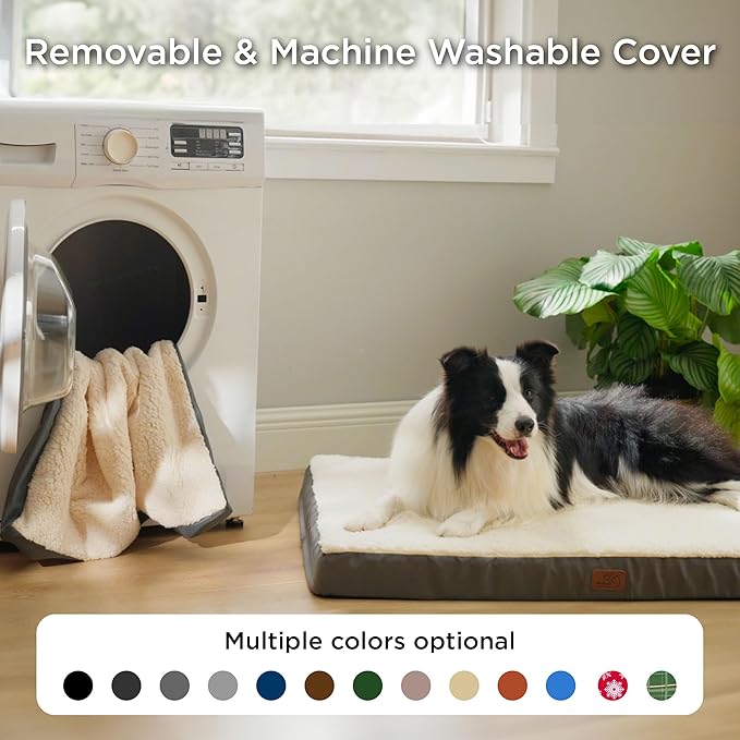 Bedsure Dog Bed Medium Size Dog - Comfy Flat Puppy Beds with Removable Washable Cover, Orthopedic Egg Crate Foam Pet Mat, Suitable for Pet Up to 30 lbs