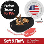 Majestic Pet 52 Inch Suede Calming Dog Bed Washable 52x35x11 (Inch) – Cozy Soft Round Donut Dog Bed with Spine Support for Dogs to Rest Their Head - Pet Bed X- Large – Black (2025)