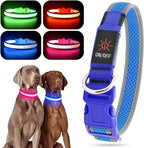 YFbrite Light up Dog Collar, USB Rechargeable LED Puppy Collar Super Bright Adjustable Glowing Dog Lights for Night Walking (Blue, Large)