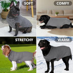 KYEESE Dog Sweater with Leash Hole Warm Pullover with Reflective Yarn for Small and Medium Dogs Male Soft Knit Pullover Boy Dog Coats Cozy Lightweight Thick Sweater,Grey,Medium