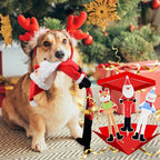 3-Pack Christmas Dog Toys, Tough Dog Squeaky Toys Plush Dog Chew Toys Bundle, Interactive Xmas Dog Toys for Puppy Small Medium Large Dogs