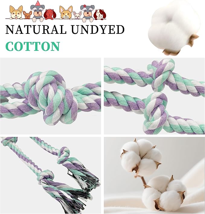 Dog Rope Toys for Large/Medium Aggressive Chewers, Tough Cotton Chew Toy, 3 Feet 5 Knots Indestructible, Tug of War Dog Pull Rope Teeth Cleaning(5 Knots-19.5Inch)